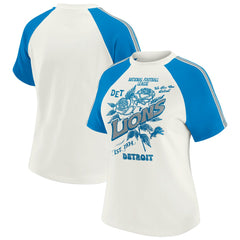 NFL Detroit Lions WEAR by Erin Andrews Women's Sleeve Stripe Distressed Raglan T-Shirt