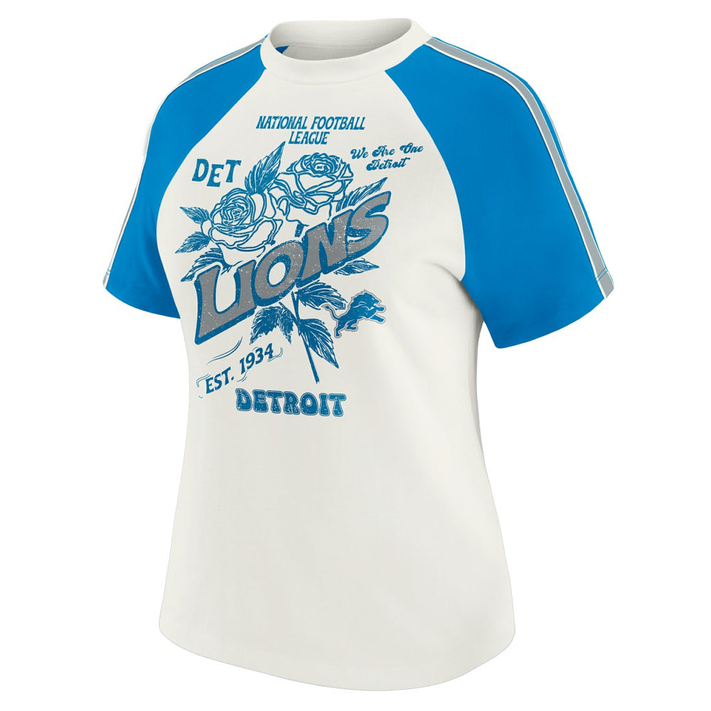 NFL Detroit Lions WEAR by Erin Andrews Women's Sleeve Stripe Distressed Raglan T-Shirt