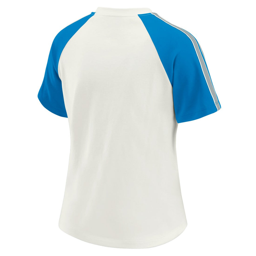 NFL Detroit Lions WEAR by Erin Andrews Women's Sleeve Stripe Distressed Raglan T-Shirt