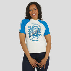NFL Detroit Lions WEAR by Erin Andrews Women's Sleeve Stripe Distressed Raglan T-Shirt