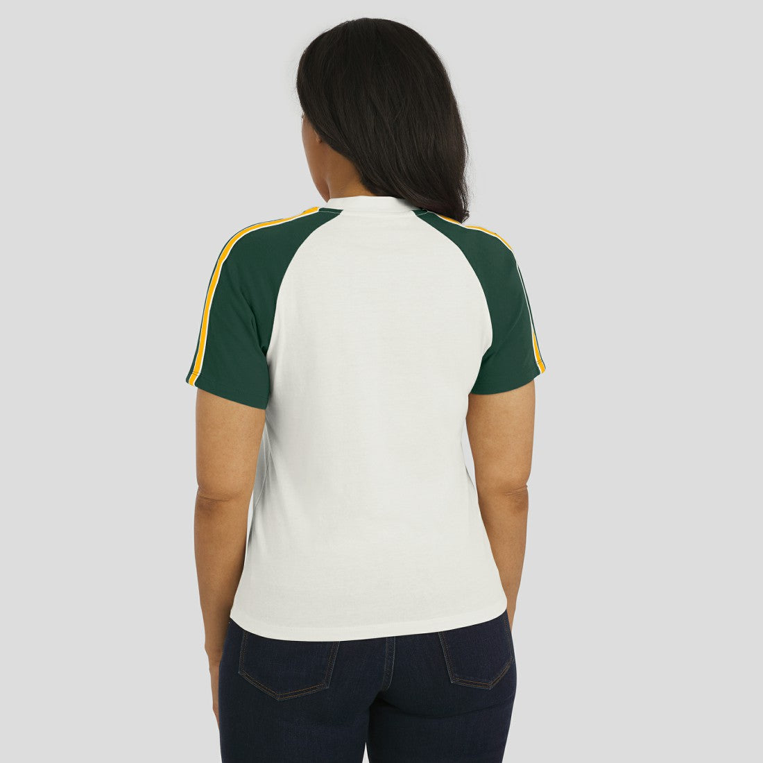 NFL Green Bay Packers WEAR by Erin Andrews Women's Sleeve Stripe Distressed Raglan T-Shirt