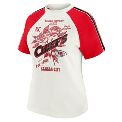 NFL Kansas City Chiefs WEAR by Erin Andrews Women's Sleeve Stripe Distressed Raglan T-Shirt