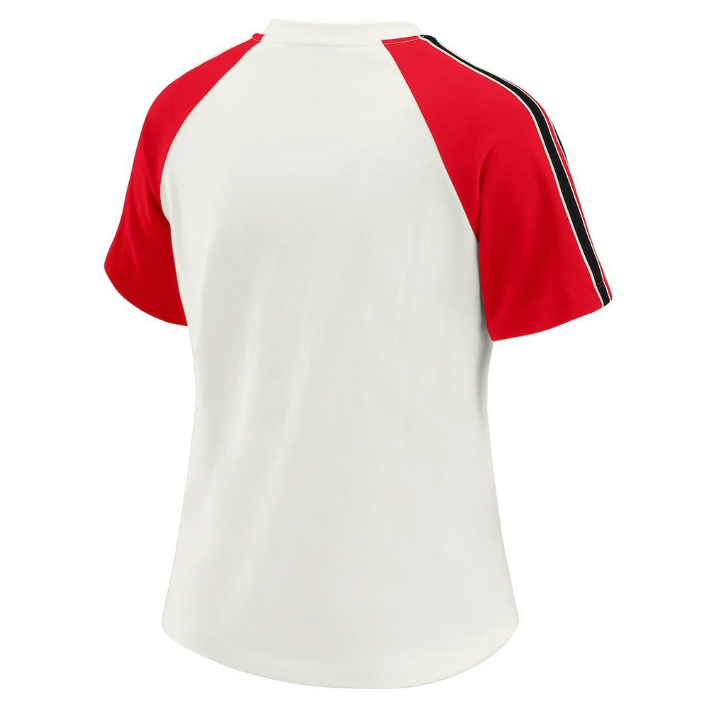 NFL Kansas City Chiefs WEAR by Erin Andrews Women's Sleeve Stripe Distressed Raglan T-Shirt