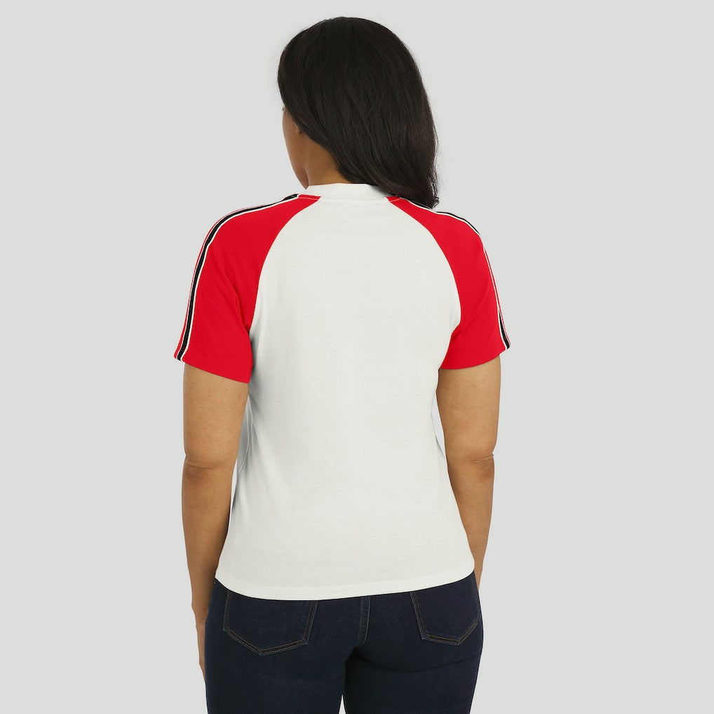 NFL Kansas City Chiefs WEAR by Erin Andrews Women's Sleeve Stripe Distressed Raglan T-Shirt