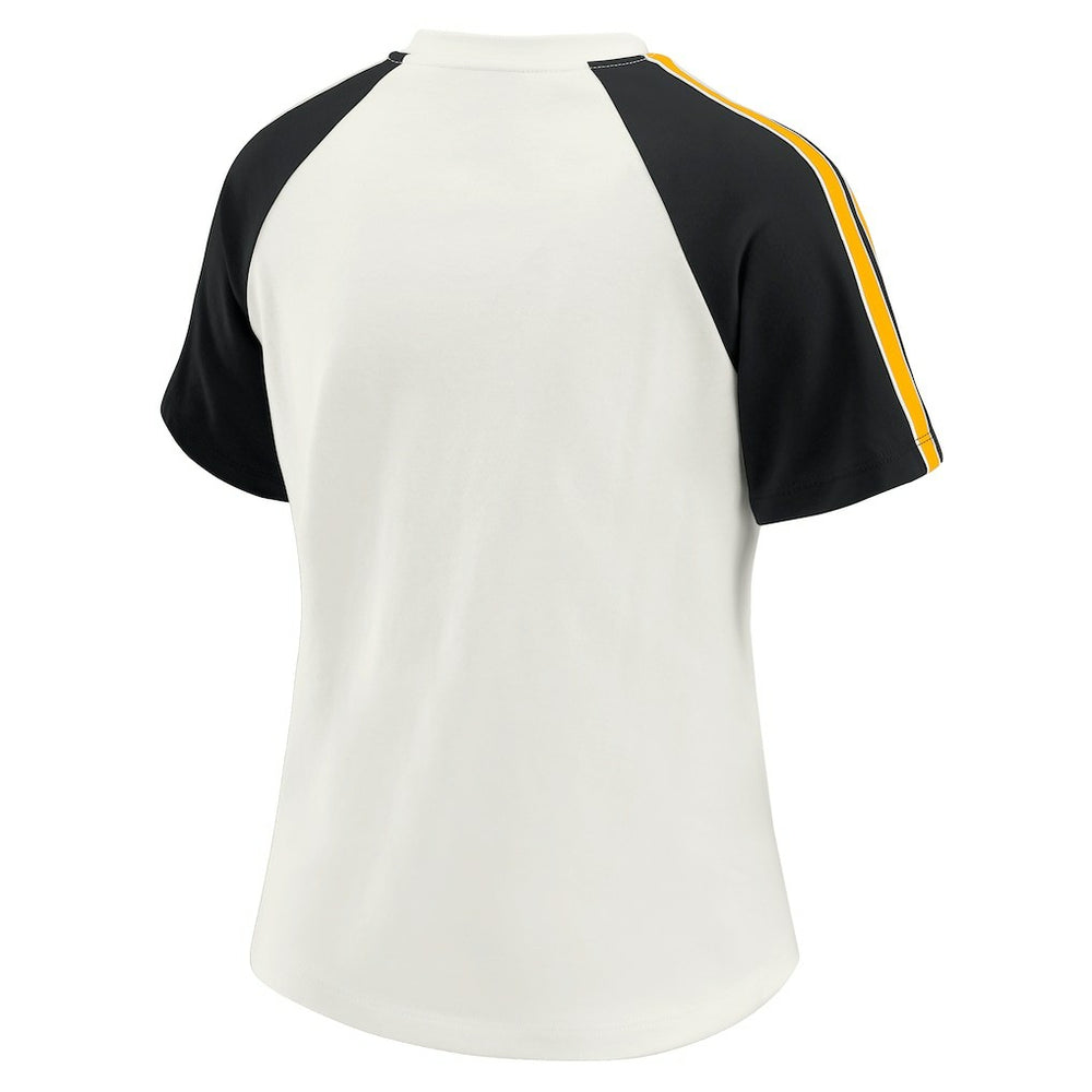 NFL Pittsburgh Steelers WEAR by Erin Andrews Women's Sleeve Stripe Distressed Raglan T-Shirt