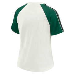 NFL New York Jets WEAR by Erin Andrews Women's Sleeve Stripe Distressed Raglan T-Shirt