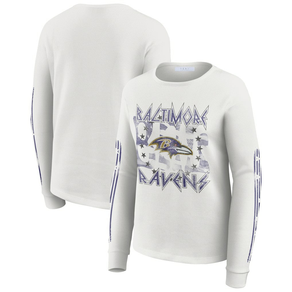 NFL Baltimore Ravens WEAR by Erin Andrews Women's Graphic Waffle Long-Sleeve T-Shirt