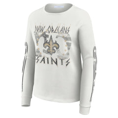 NFL New Orleans Saints WEAR by Erin Andrews Women's Graphic Waffle Long-Sleeve T-Shirt