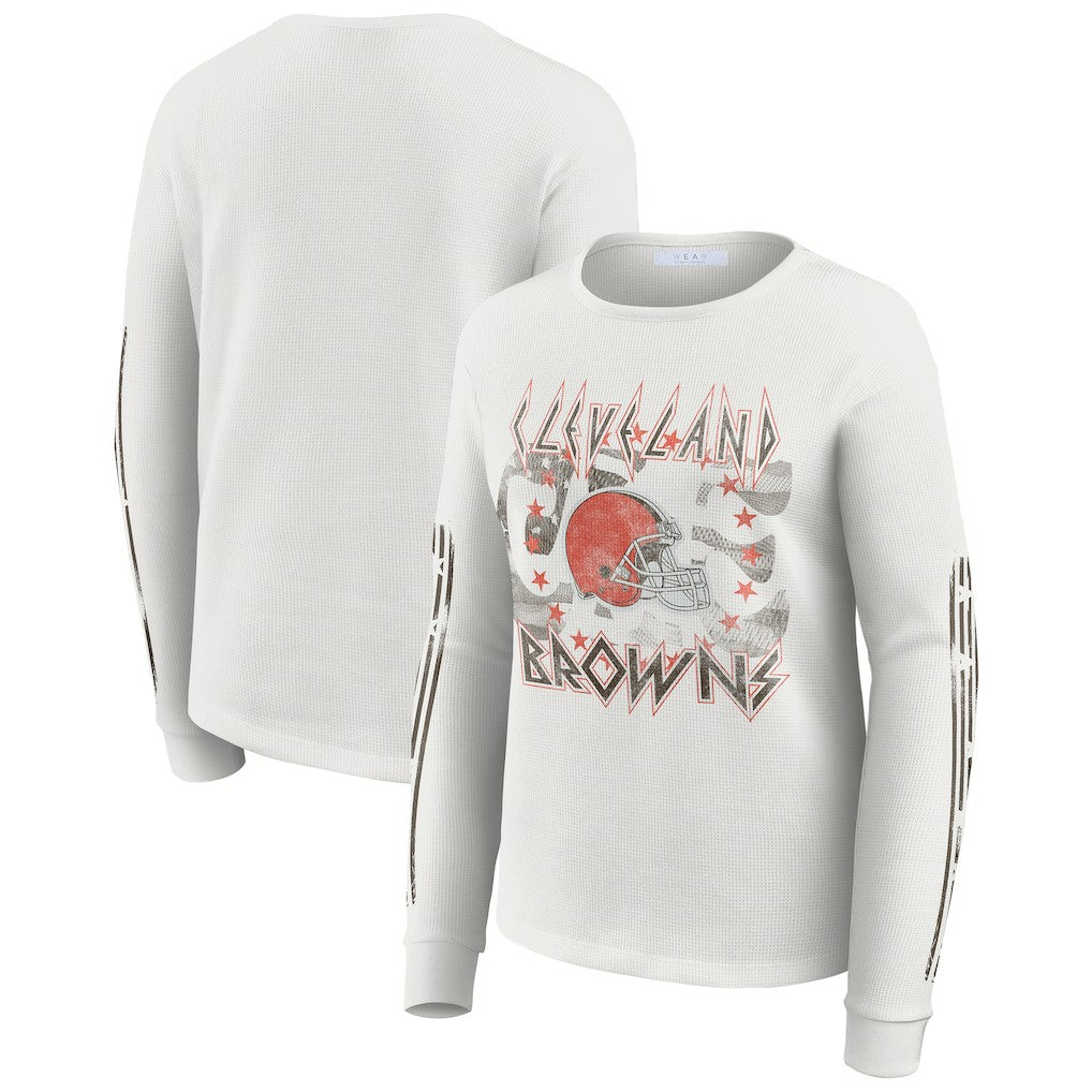 NFL Cleveland Browns WEAR by Erin Andrews Women's Graphic Waffle Long-Sleeve T-Shirt