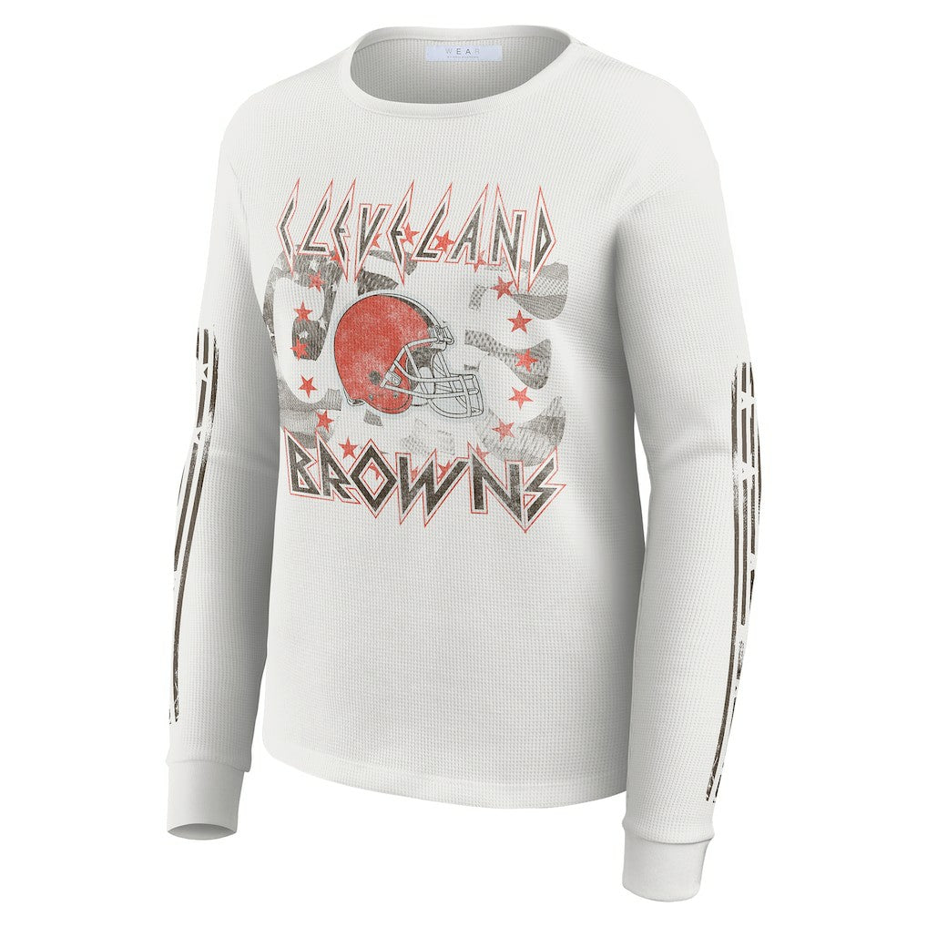NFL Cleveland Browns WEAR by Erin Andrews Women's Graphic Waffle Long-Sleeve T-Shirt