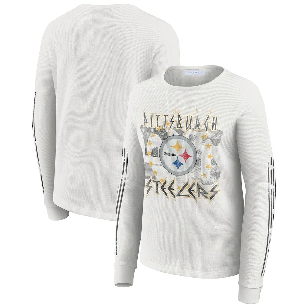 NFL Pittsburgh Steelers WEAR by Erin Andrews Women's Graphic Waffle Long-Sleeve T-Shirt
