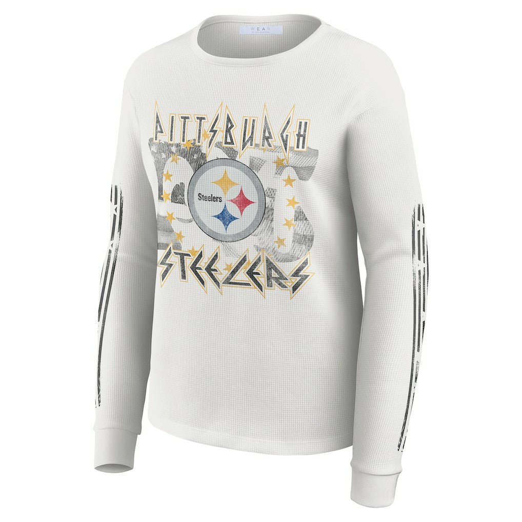 NFL Pittsburgh Steelers WEAR by Erin Andrews Women's Graphic Waffle Long-Sleeve T-Shirt