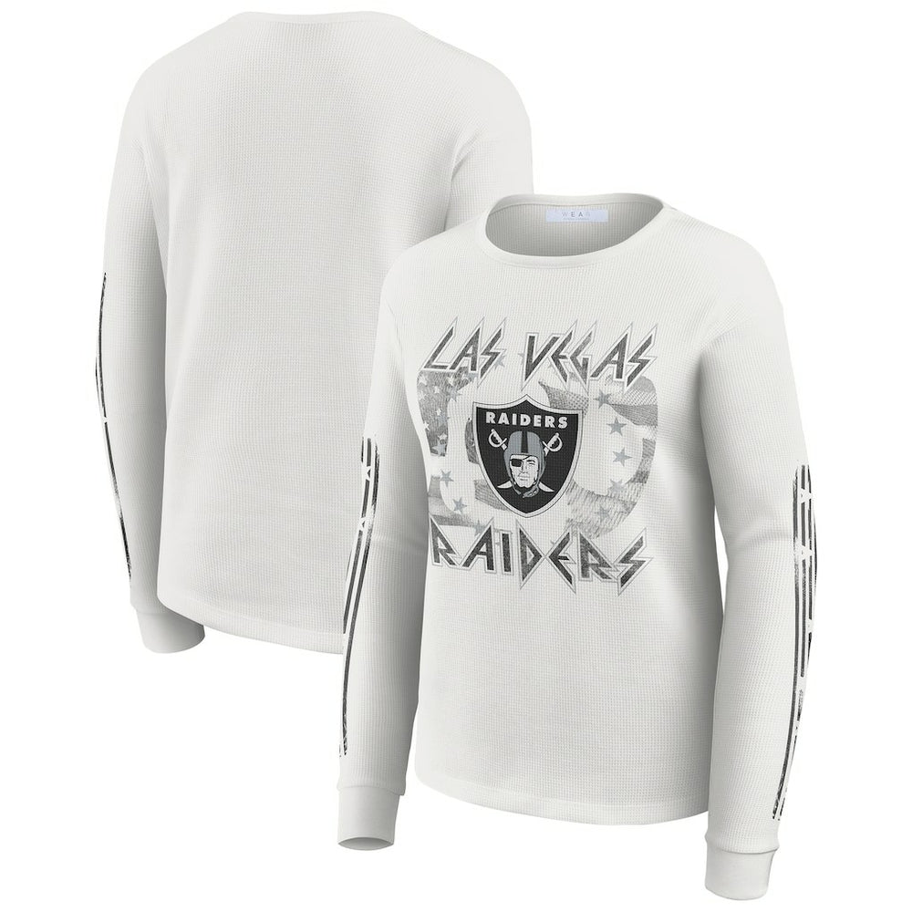 NFL Las Vegas Raiders WEAR by Erin Andrews Women's Graphic Waffle Long-Sleeve T-Shirt
