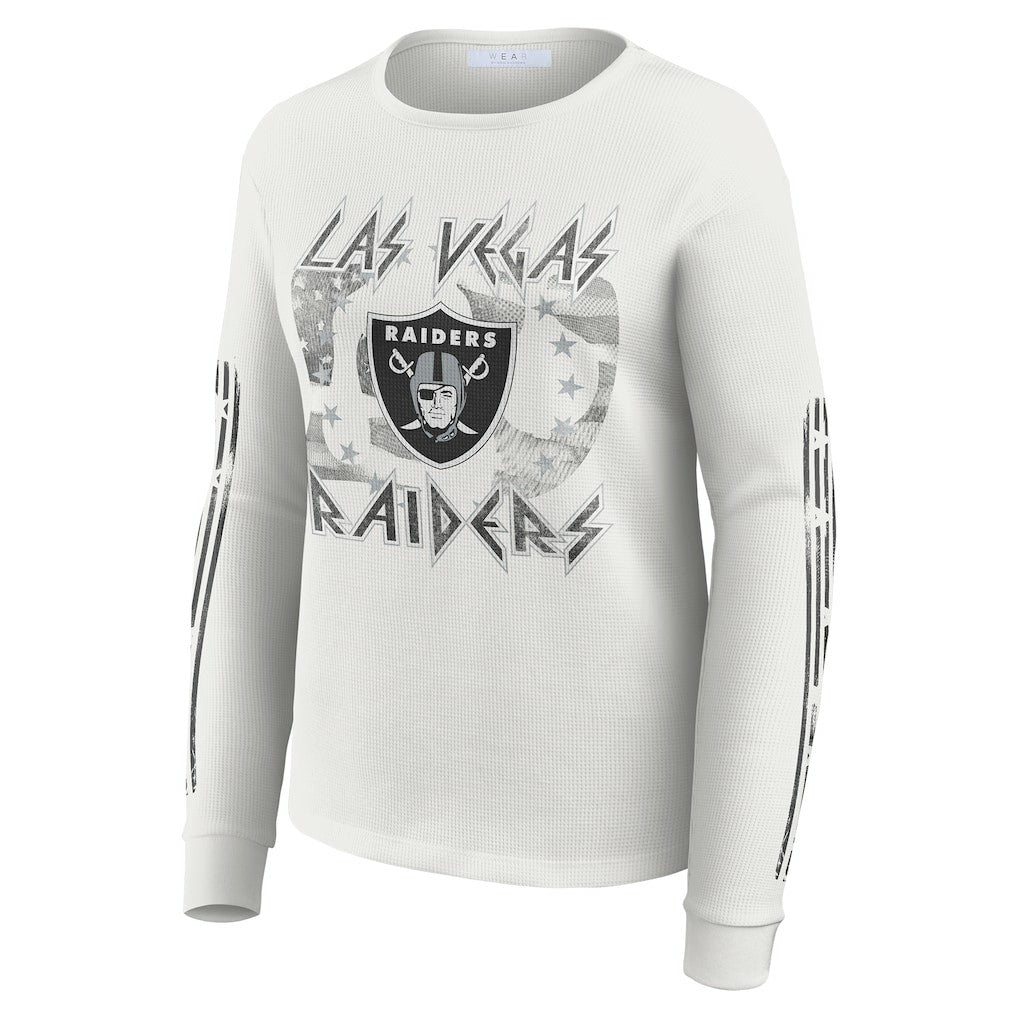 NFL Las Vegas Raiders WEAR by Erin Andrews Women's Graphic Waffle Long-Sleeve T-Shirt