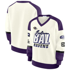 NFL Baltimore Ravens WEAR by Erin Andrews Women's Racing Crew V-Neck Sweatshirt