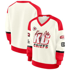 NFL Kansas City Chiefs WEAR by Erin Andrews Women's Racing Crew V-Neck Sweatshirt