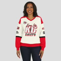 NFL Kansas City Chiefs WEAR by Erin Andrews Women's Racing Crew V-Neck Sweatshirt