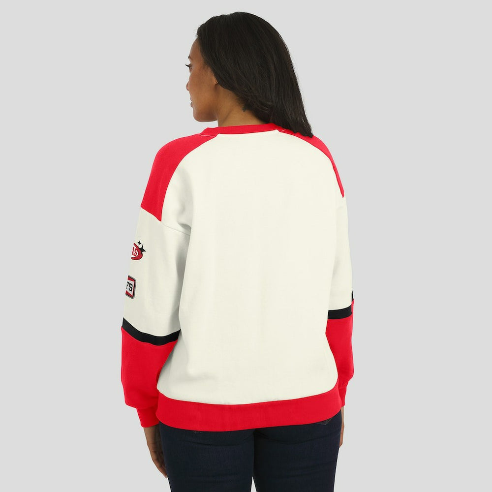 NFL Kansas City Chiefs WEAR by Erin Andrews Women's Racing Crew V-Neck Sweatshirt