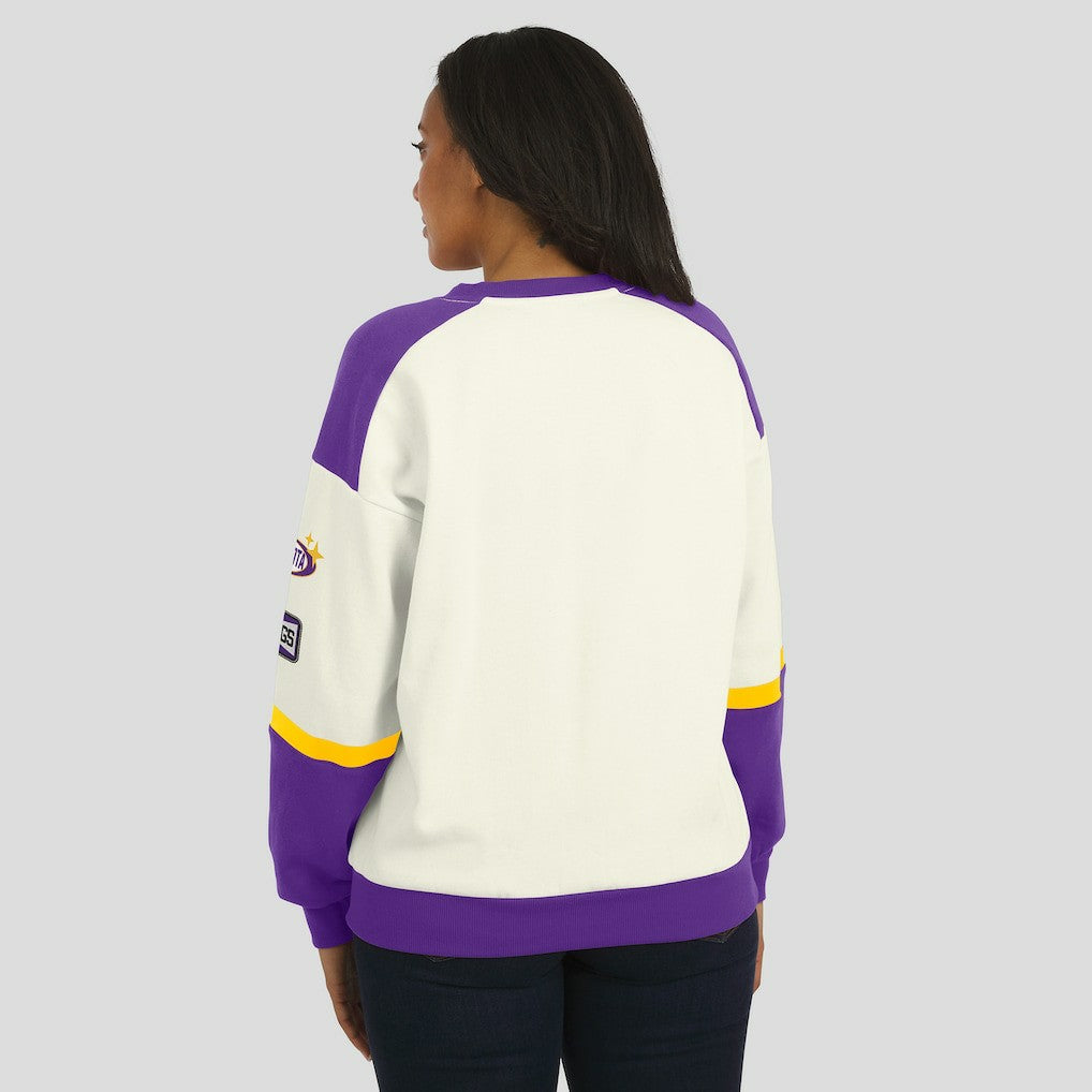 NFL Minnesota Vikings WEAR by Erin Andrews Women's Racing Crew V-Neck Sweatshirt