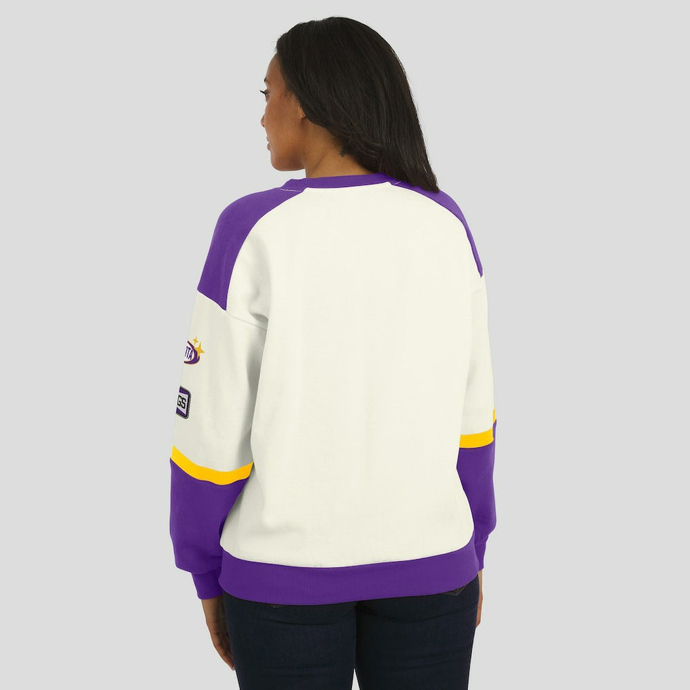NFL Minnesota Vikings WEAR by Erin Andrews Women's Racing Crew V-Neck Sweatshirt