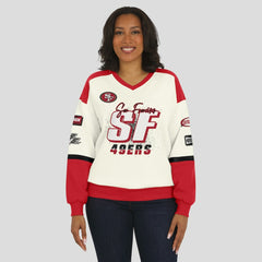 NFL San Francisco 49ers WEAR by Erin Andrews Women's Racing Crew V-Neck Sweatshirt