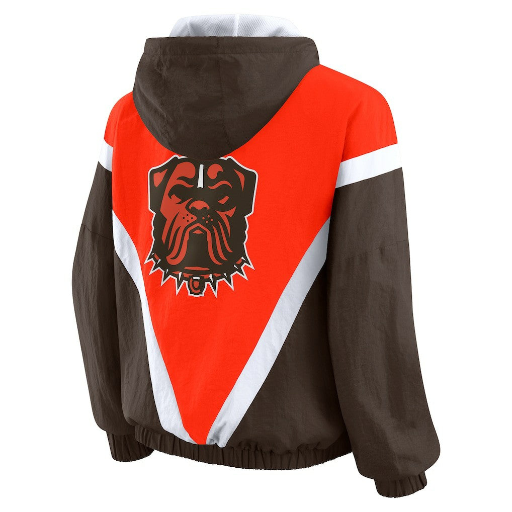NFL Cleveland Browns WEAR by Erin Andrews Women's Plus Size Retro Crinkle Full-Zip Hoodie Windbreaker Jacket