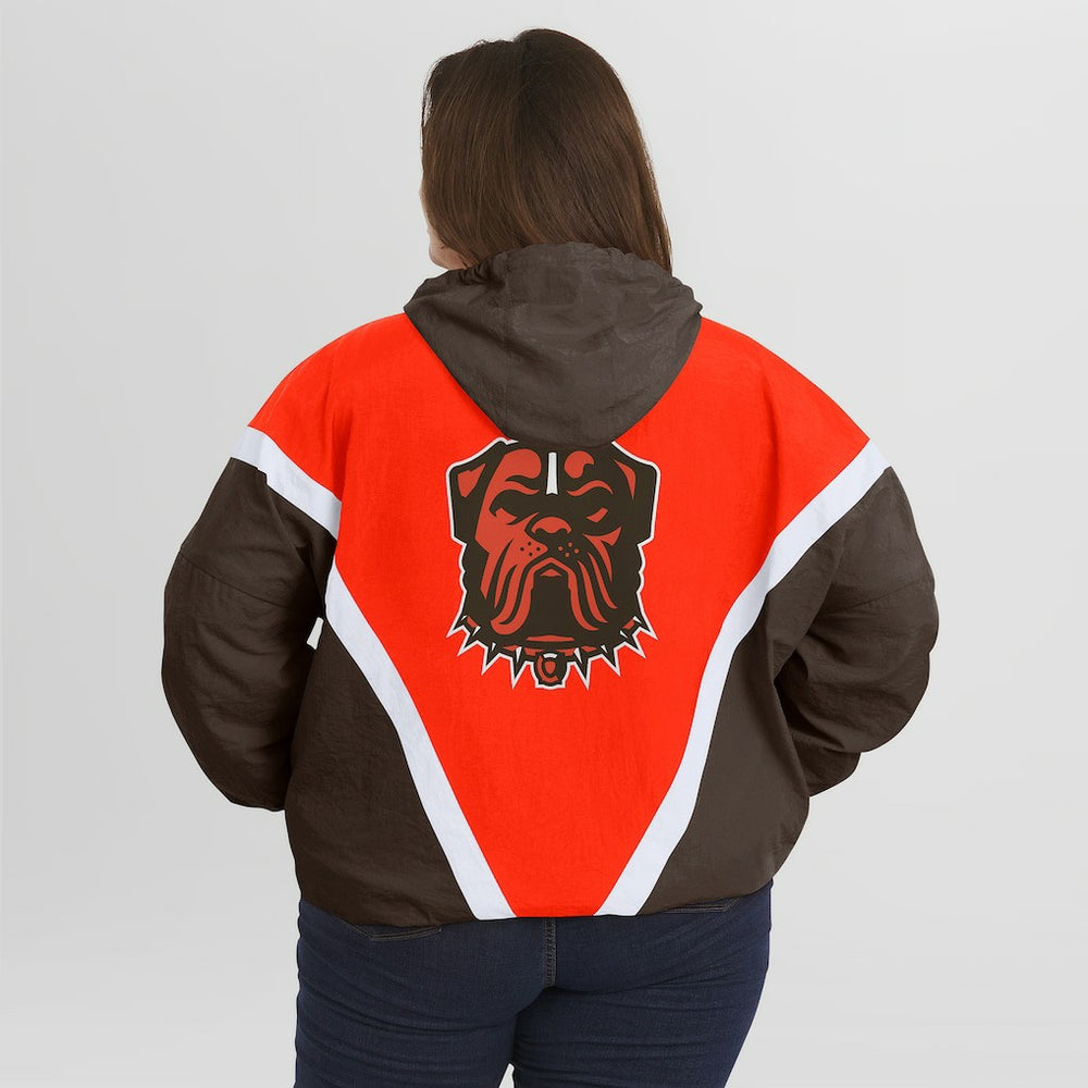 NFL Cleveland Browns WEAR by Erin Andrews Women's Plus Size Retro Crinkle Full-Zip Hoodie Windbreaker Jacket