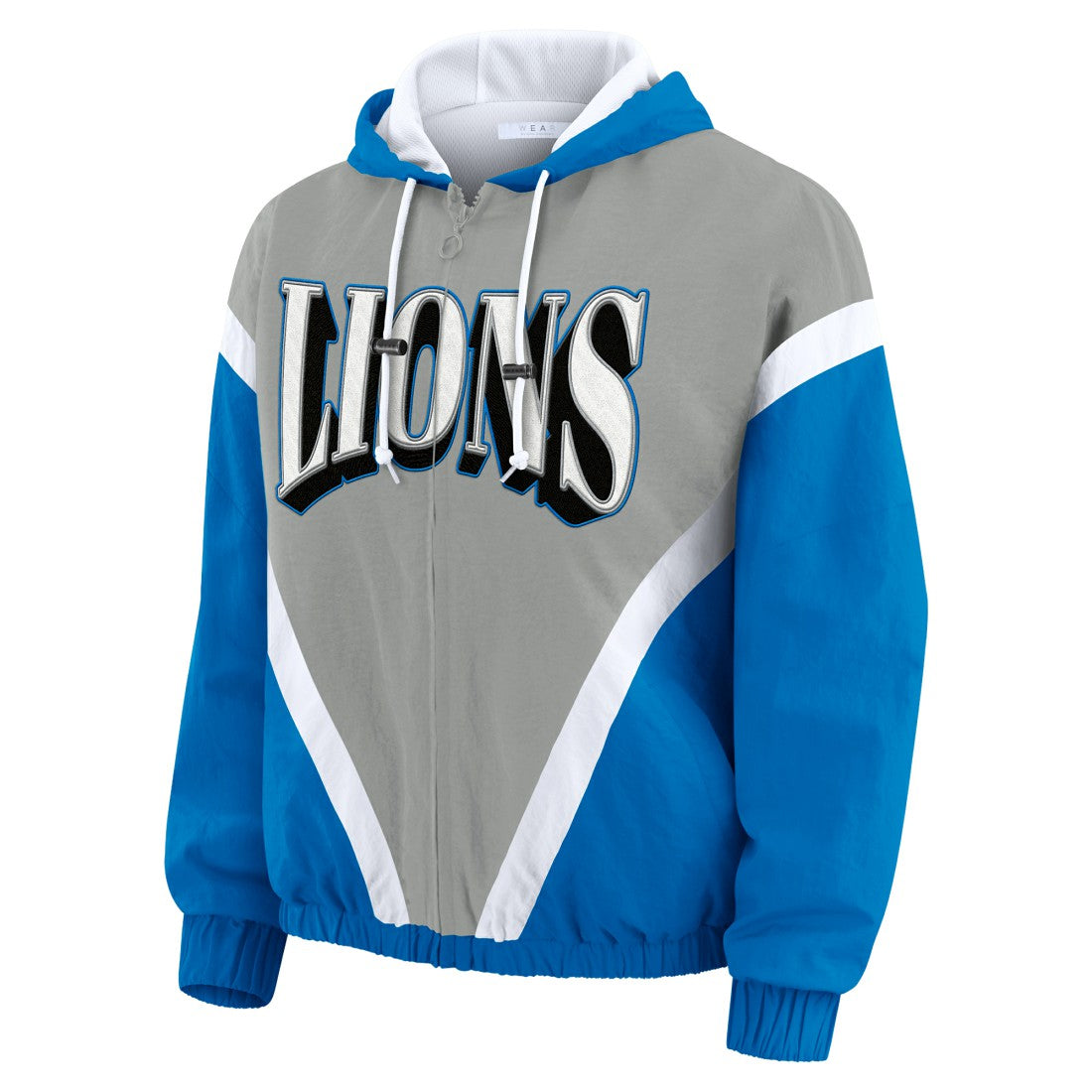 NFL Detroit Lions WEAR by Erin Andrews Women's Plus Size Retro Crinkle Full-Zip Hoodie Windbreaker Jacket