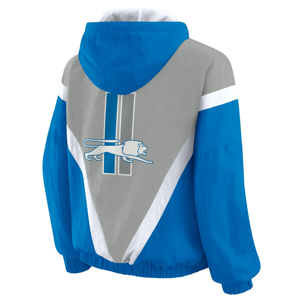 NFL Detroit Lions WEAR by Erin Andrews Women's Plus Size Retro Crinkle Full-Zip Hoodie Windbreaker Jacket