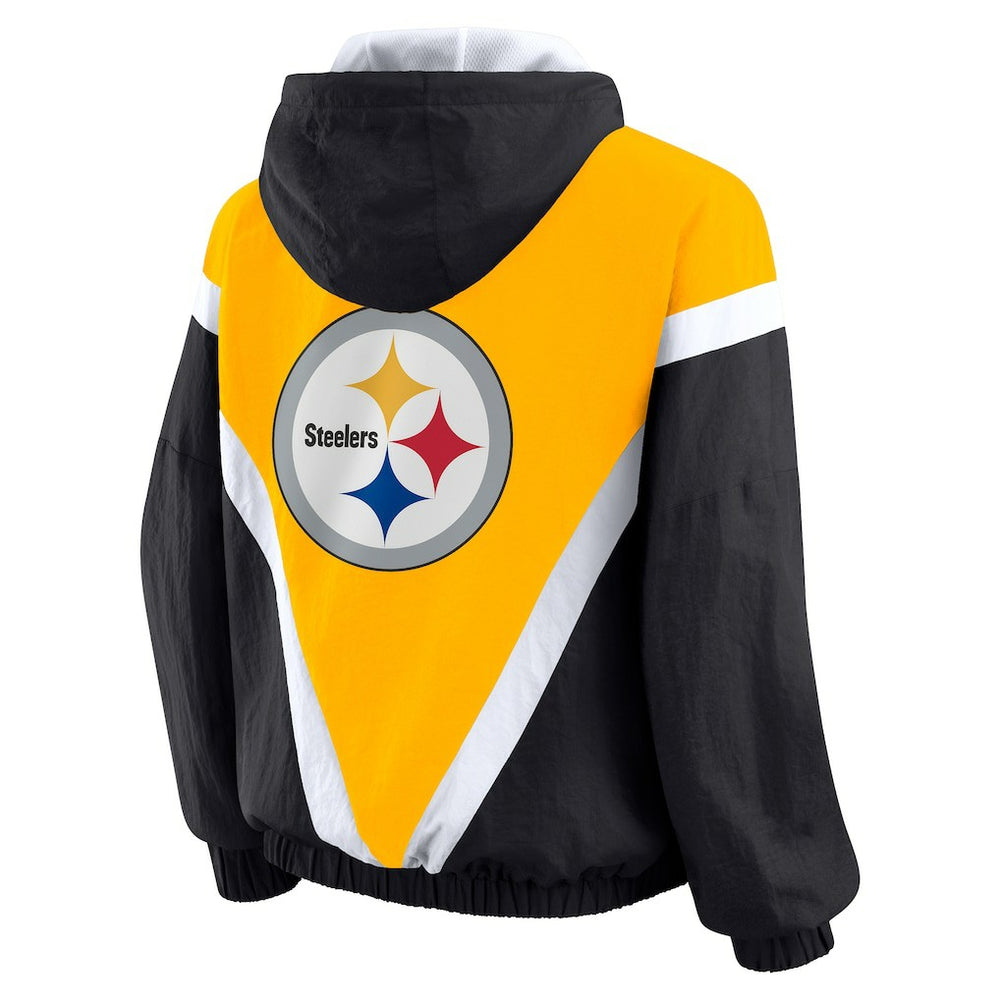 NFL Pittsburgh Steelers WEAR by Erin Andrews Women's Plus Size Retro Crinkle Full-Zip Hoodie Windbreaker Jacket