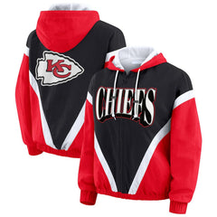 NFL Kansas City Chiefs WEAR by Erin Andrews Women's Plus Size Retro Crinkle Full-Zip Hoodie Windbreaker Jacket