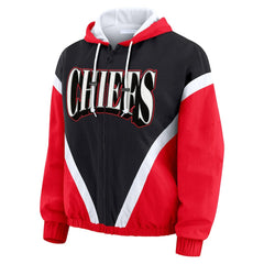 NFL Kansas City Chiefs WEAR by Erin Andrews Women's Plus Size Retro Crinkle Full-Zip Hoodie Windbreaker Jacket