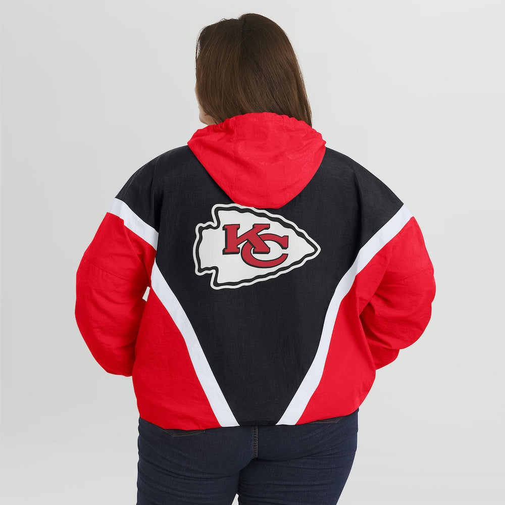 NFL Kansas City Chiefs WEAR by Erin Andrews Women's Plus Size Retro Crinkle Full-Zip Hoodie Windbreaker Jacket