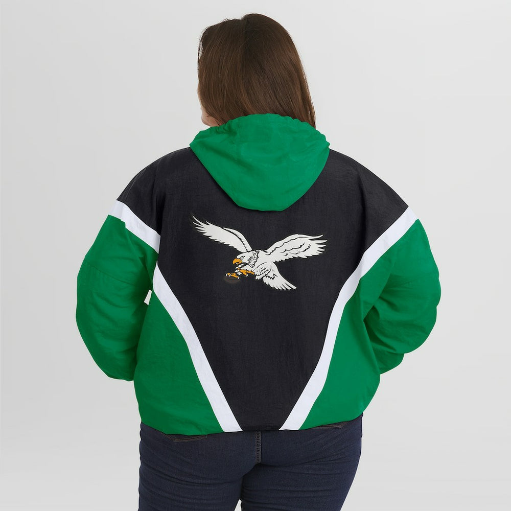 NFL Philadelphia Eagles WEAR by Erin Andrews Women's Plus Size Retro Crinkle Full-Zip Hoodie Windbreaker Jacket