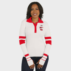 NFL Kansas City Chiefs WEAR by Erin Andrews Women's Ribbed Henley Polo Sweater