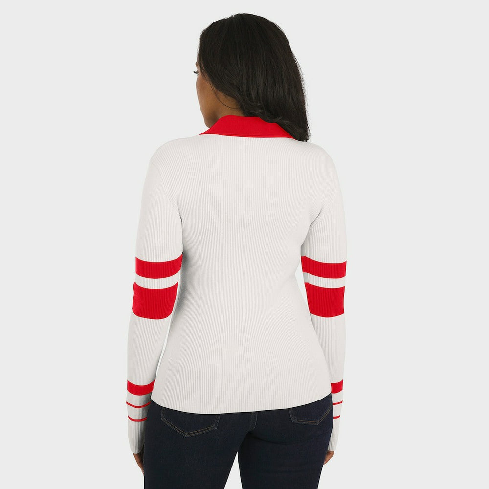 NFL Kansas City Chiefs WEAR by Erin Andrews Women's Ribbed Henley Polo Sweater