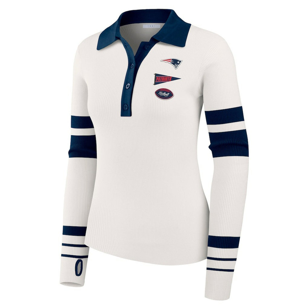 NFL New England Patriots WEAR by Erin Andrews Women's Ribbed Henley Polo Sweater