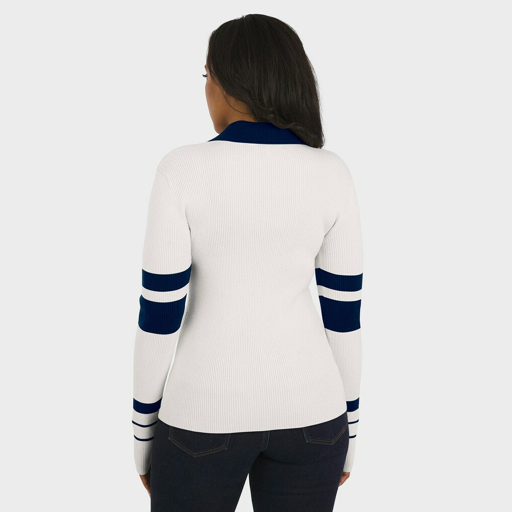 NFL New England Patriots WEAR by Erin Andrews Women's Ribbed Henley Polo Sweater
