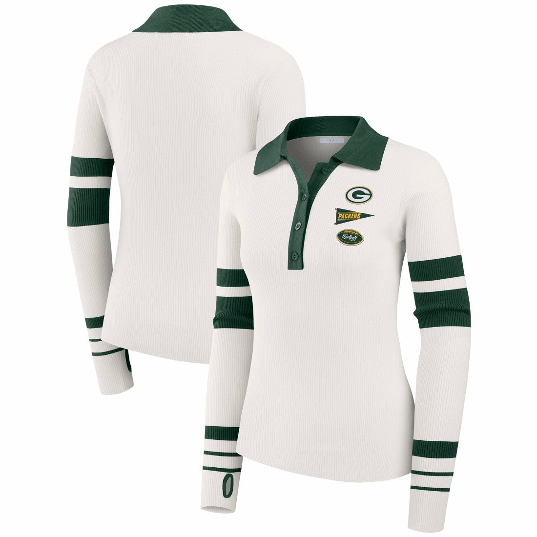 NFL Green Bay Packers WEAR by Erin Andrews Women's Ribbed Henley Polo Sweater