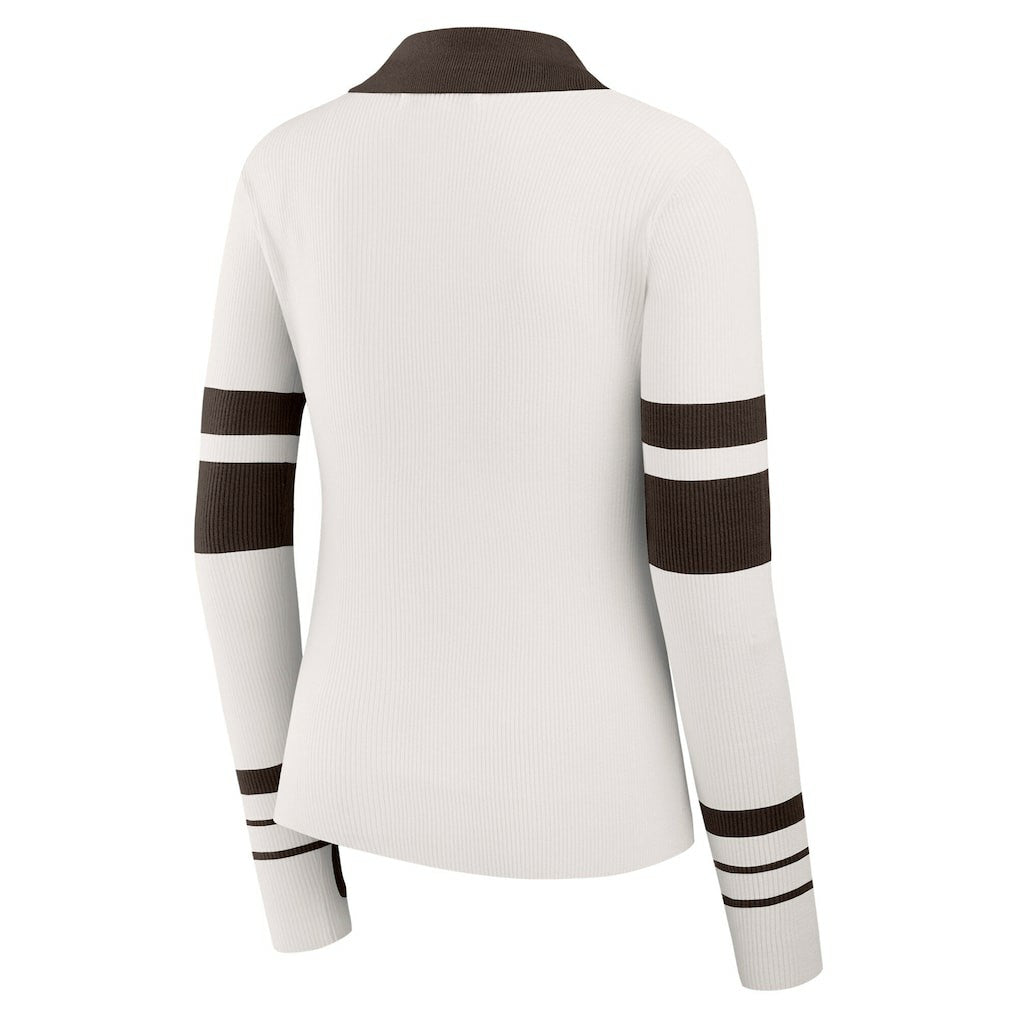 NFL Cleveland Browns WEAR by Erin Andrews Women's Ribbed Henley Polo Sweater