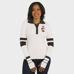 NFL Cleveland Browns WEAR by Erin Andrews Women's Ribbed Henley Polo Sweater