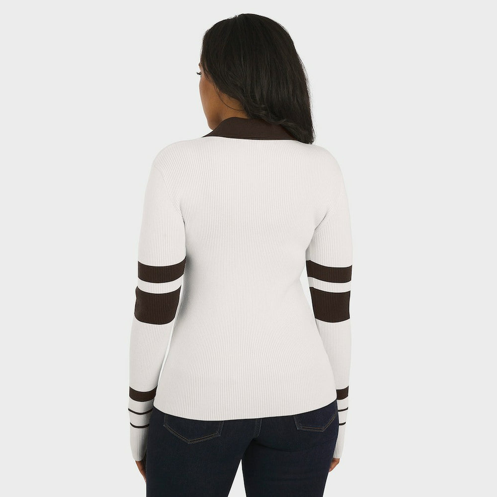 NFL Cleveland Browns WEAR by Erin Andrews Women's Ribbed Henley Polo Sweater