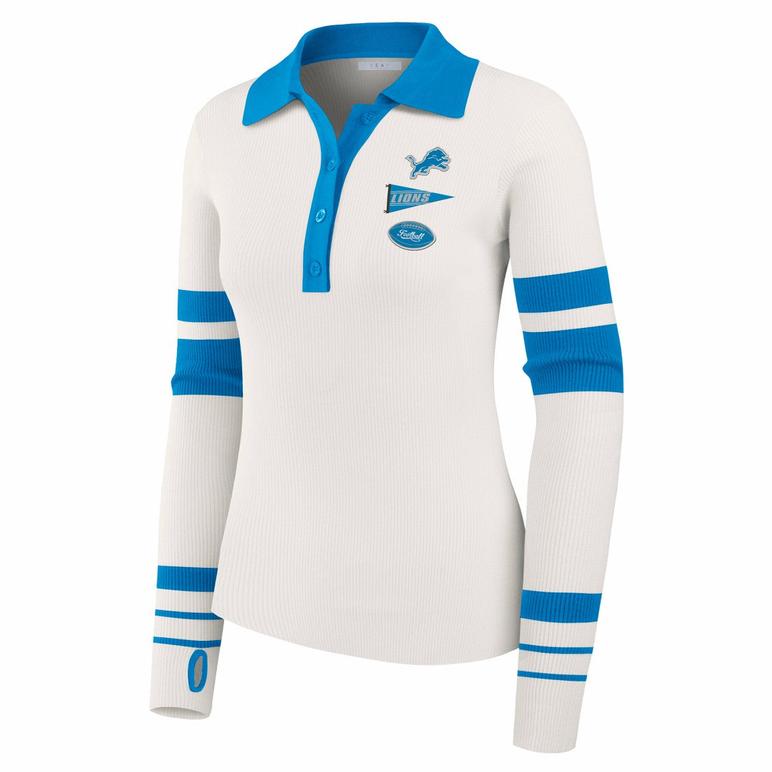 NFL Detroit Lions WEAR by Erin Andrews Women's Ribbed Henley Polo Sweater