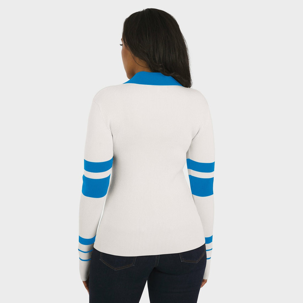 NFL Detroit Lions WEAR by Erin Andrews Women's Ribbed Henley Polo Sweater