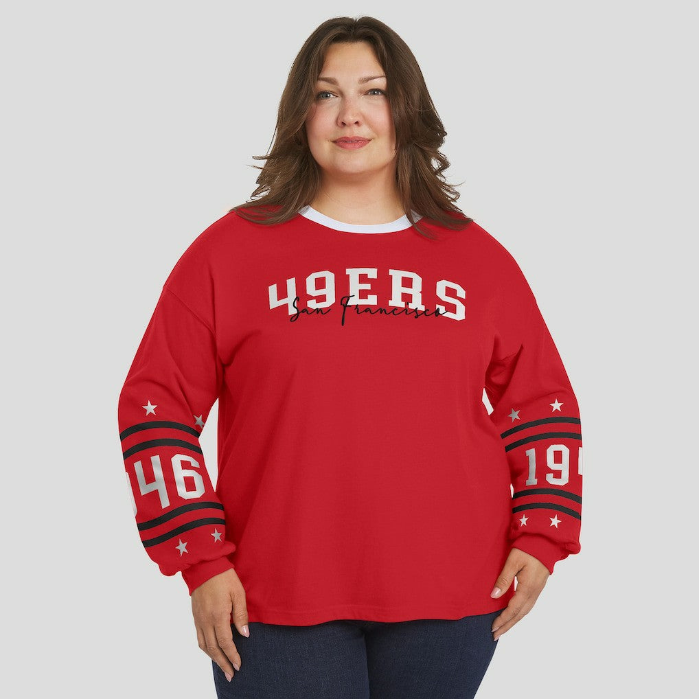 NFL San Francisco 49ers WEAR by Erin Andrews Women's Plus Size Sport Long-Sleeve T-Shirt