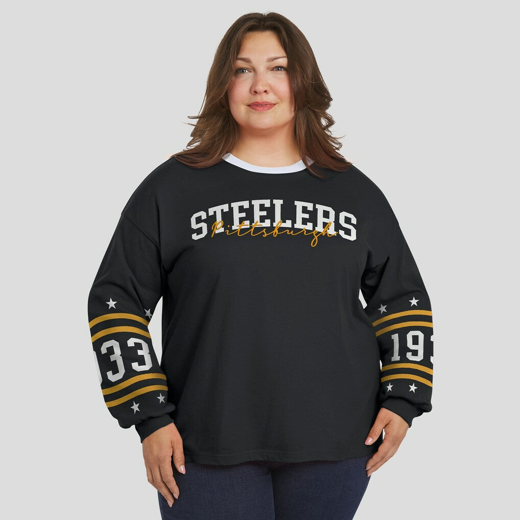 NFL Pittsburgh Steelers WEAR by Erin Andrews Women's Plus Size Sport Long-Sleeve T-Shirt