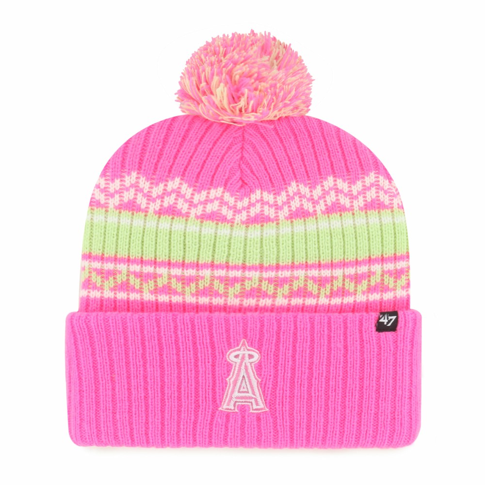 Los Angeles Angels Youth Polar Vortex Cuffed Knit Hat with Pom - Pink | 47 brand