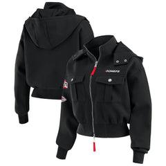 NFL Kansas City Chiefs WEAR by Erin Andrews Women's Tri-Blend Patch Pocket Cropped Full-Zip Bomber Hoodie Jacket
