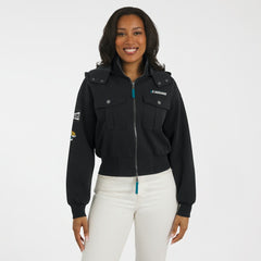 NFL Jacksonville Jaguars WEAR by Erin Andrews Women's Tri-Blend Patch Pocket Cropped Full-Zip Bomber Hoodie Jacket