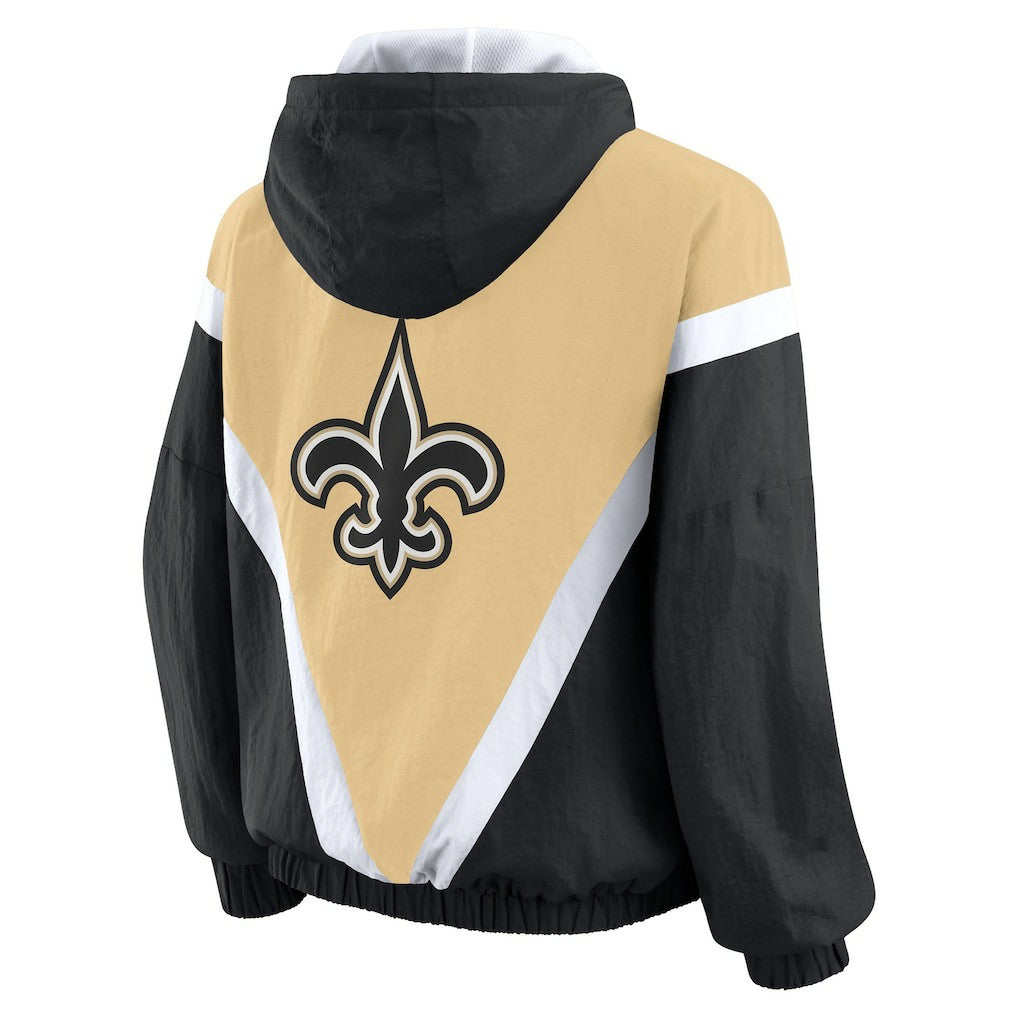 NFL New Orleans Saints WEAR by Erin Andrews Women's Retro Crinkle Full-Zip Hoodie Windbreaker